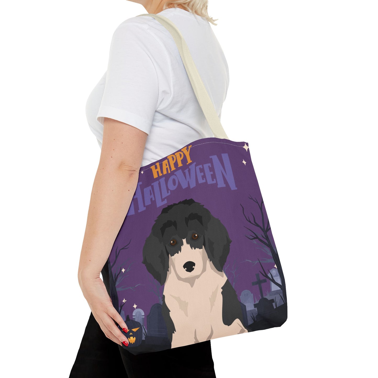Poodle Dog Happy Halloween Tote Bag 16x16