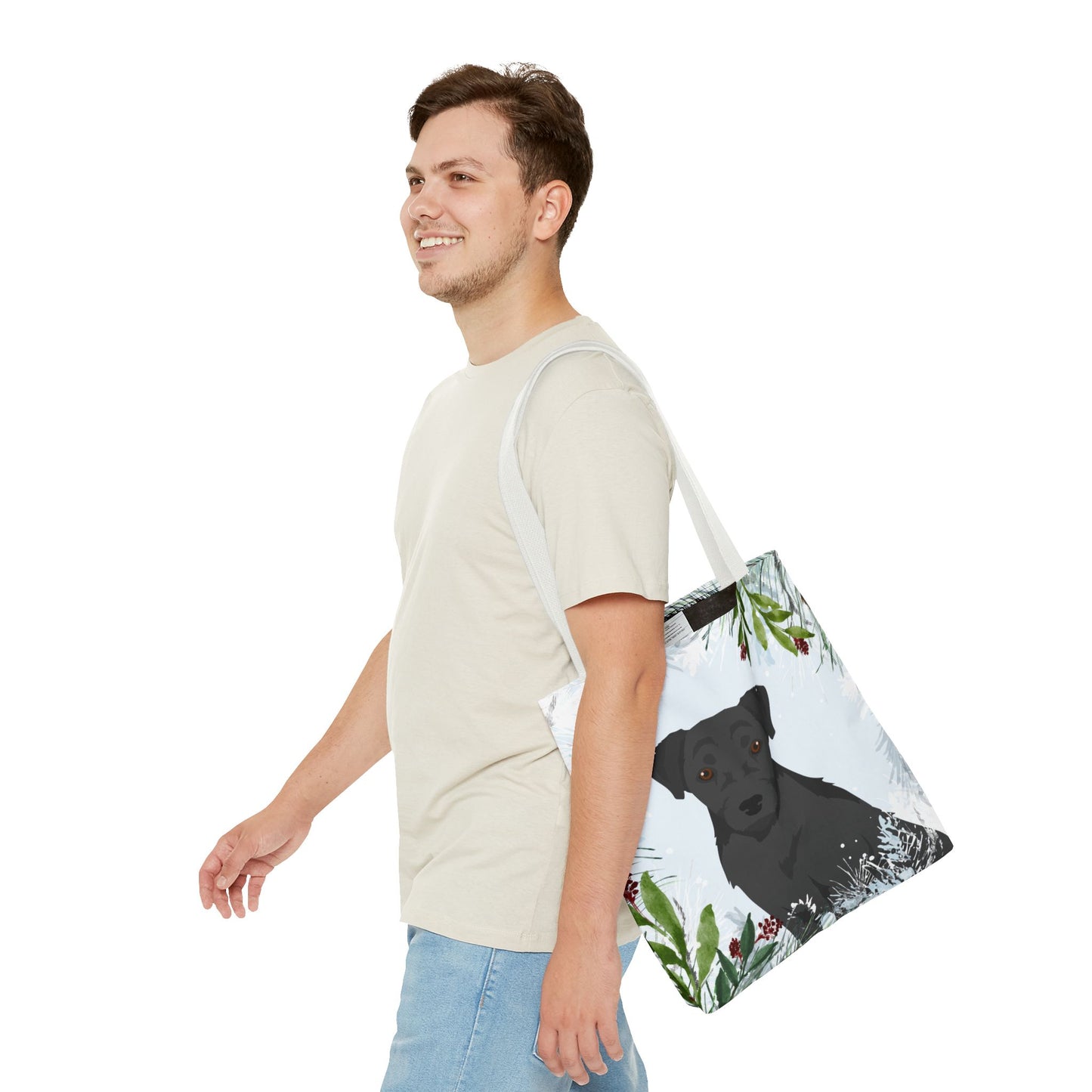 Patterdale Terrier Dog Christmas Holiday Tote Bag 16x16