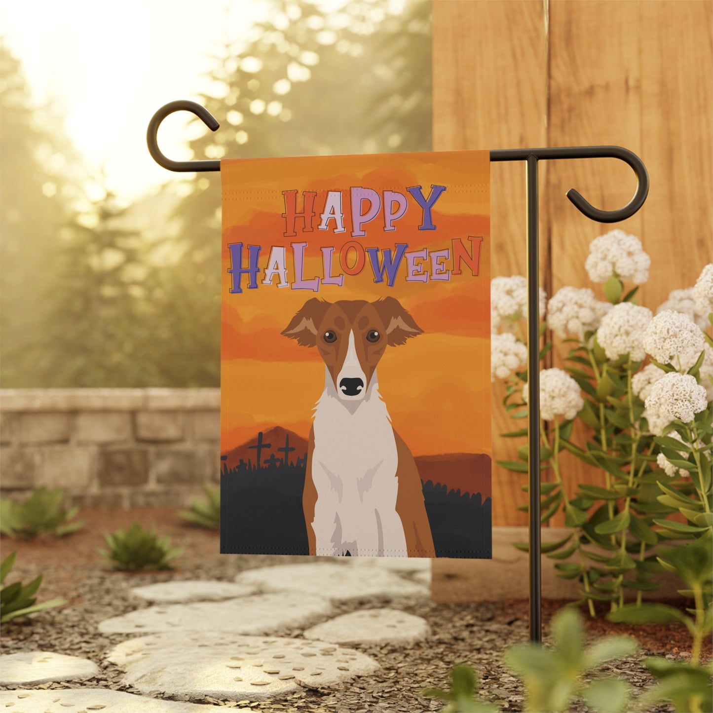 Silken Windhound Dog Halloween Garden Flag