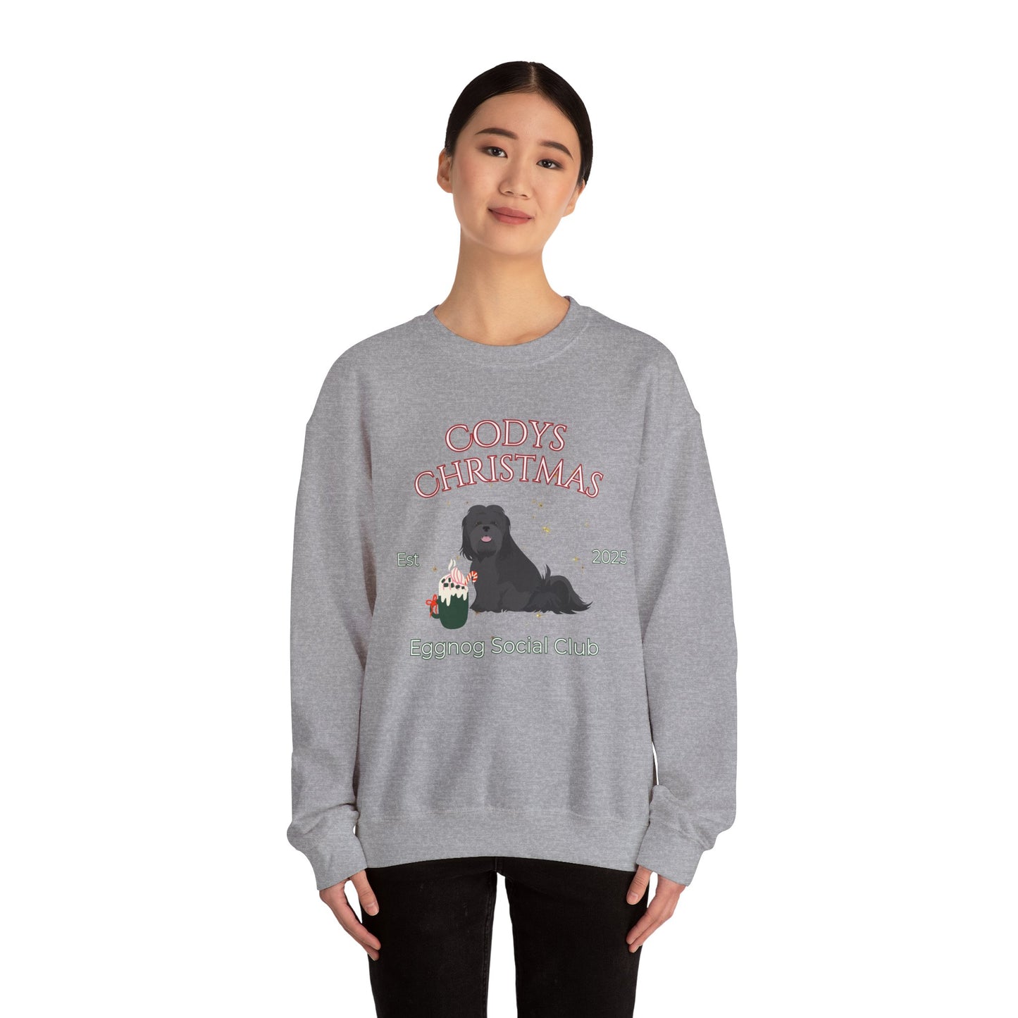Lhasa Apso Dog Christmas Social Club Unisex Heavy Blend Crewneck Sweatshirt Custom Name