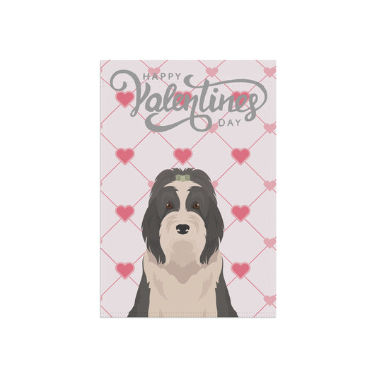 Bearded Collie Dog Valentines Day Garden Flag