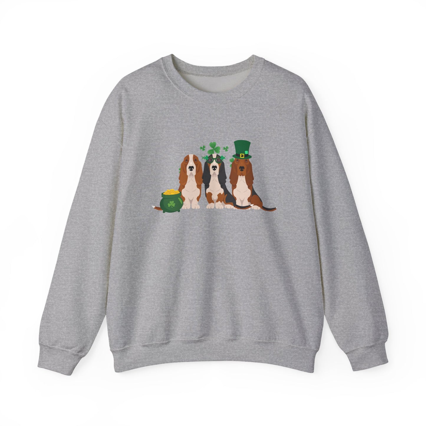 Basset Hound Dog St Patricks Day Unisex Heavy Blend Crewneck Sweatshirt, St Pattys day, Cute Dog Mom Gift