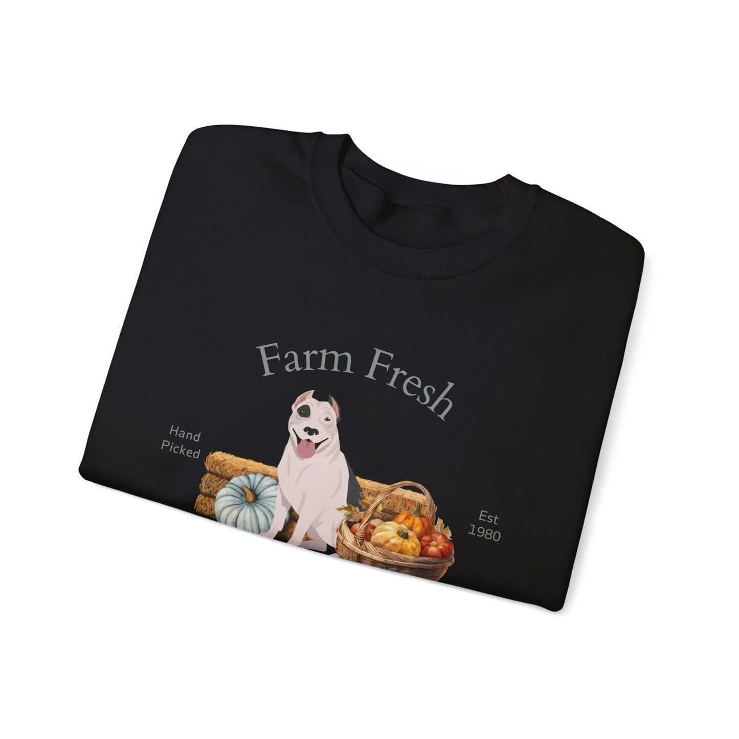 Pit Bull Terrier Dog Fall Farm Fresh Unisex Heavy Blend Crewneck Sweatshirt