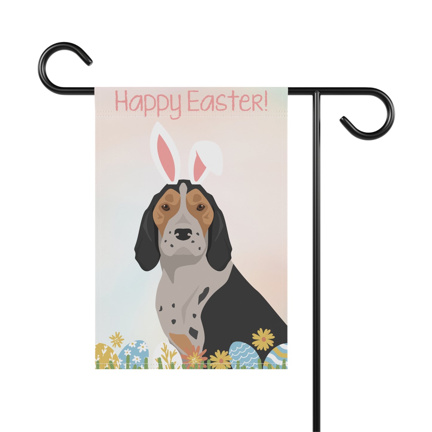 American English Coonhound Dog Happy Easter Garden Flag