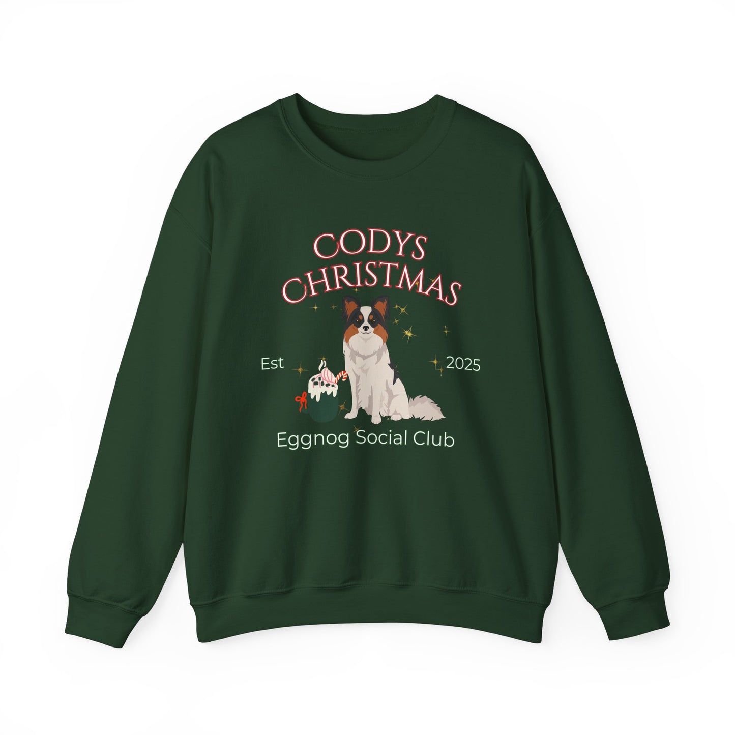 Papillon Dog Christmas Social Club Unisex Heavy Blend Crewneck Sweatshirt Custom Name