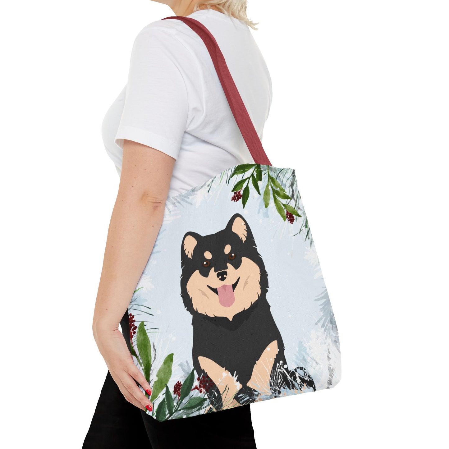 Finnish Lapphund Dog Christmas Holiday Tote Bag 16x16