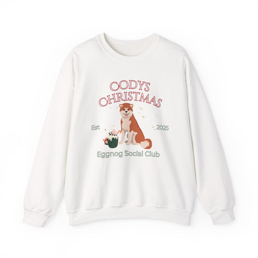 Japanese Akita Dog Christmas Social Club Unisex Heavy Blend Crewneck Sweatshirt Custom Name