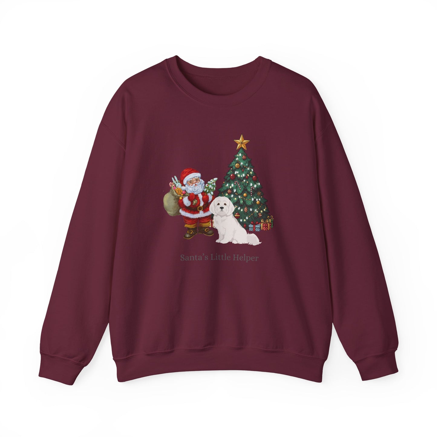 Maltese Dog Santa's Little Helper Unisex Heavy Blend Crewneck Sweatshirt