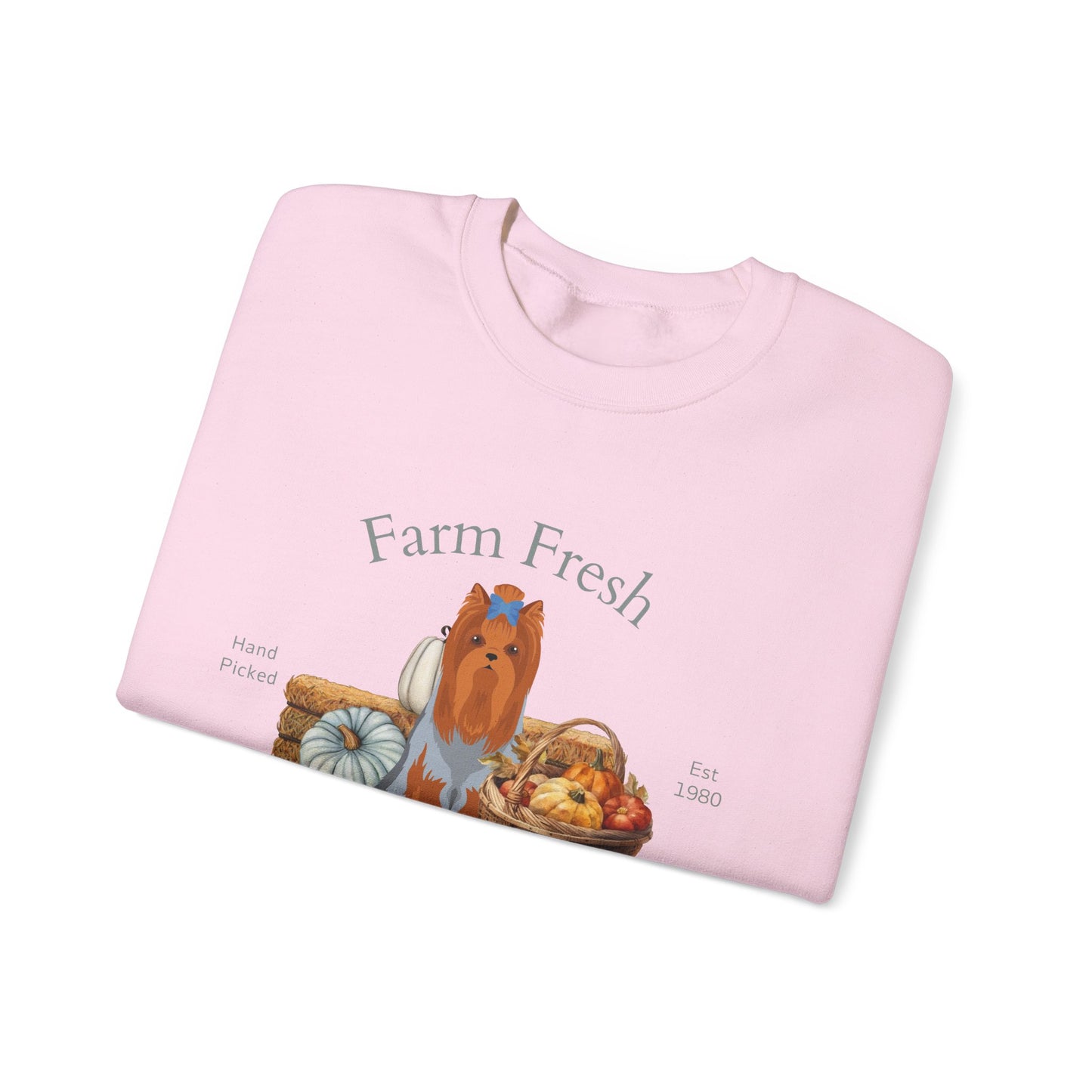 Yorkshire Terrier Dog Fall Farm Fresh Unisex Heavy Blend Crewneck Sweatshirt