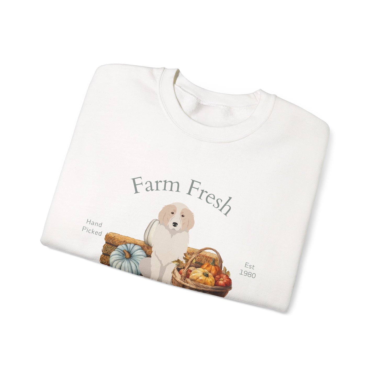 Great Pyrenees Dog Fall Farm Fresh Unisex Heavy Blend Crewneck Sweatshirt