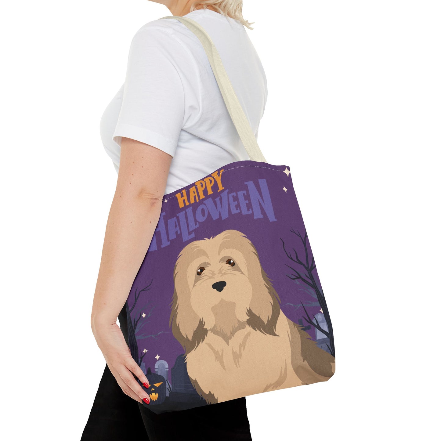 Havanese Dog Happy Halloween Tote Bag 16x16