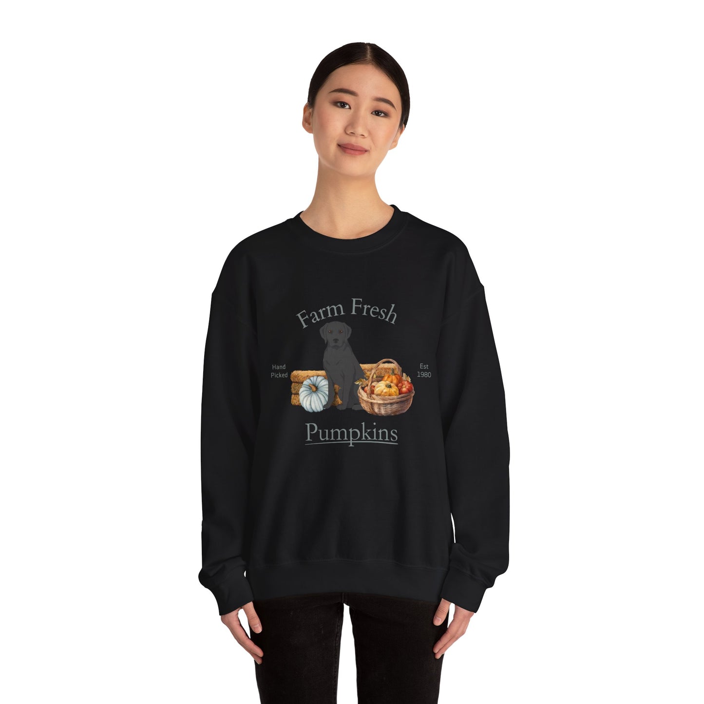 Labrador Retriever Dog Fall Farm Fresh Unisex Heavy Blend Crewneck Sweatshirt