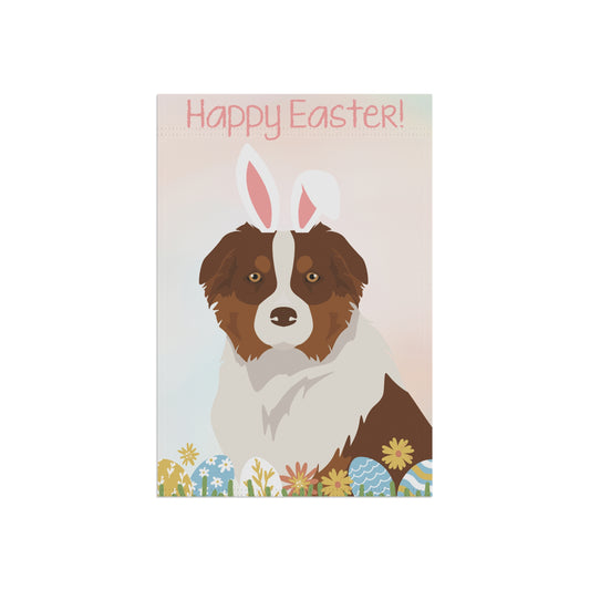Australian Shepherd Dog Happy Easter Garden Flag