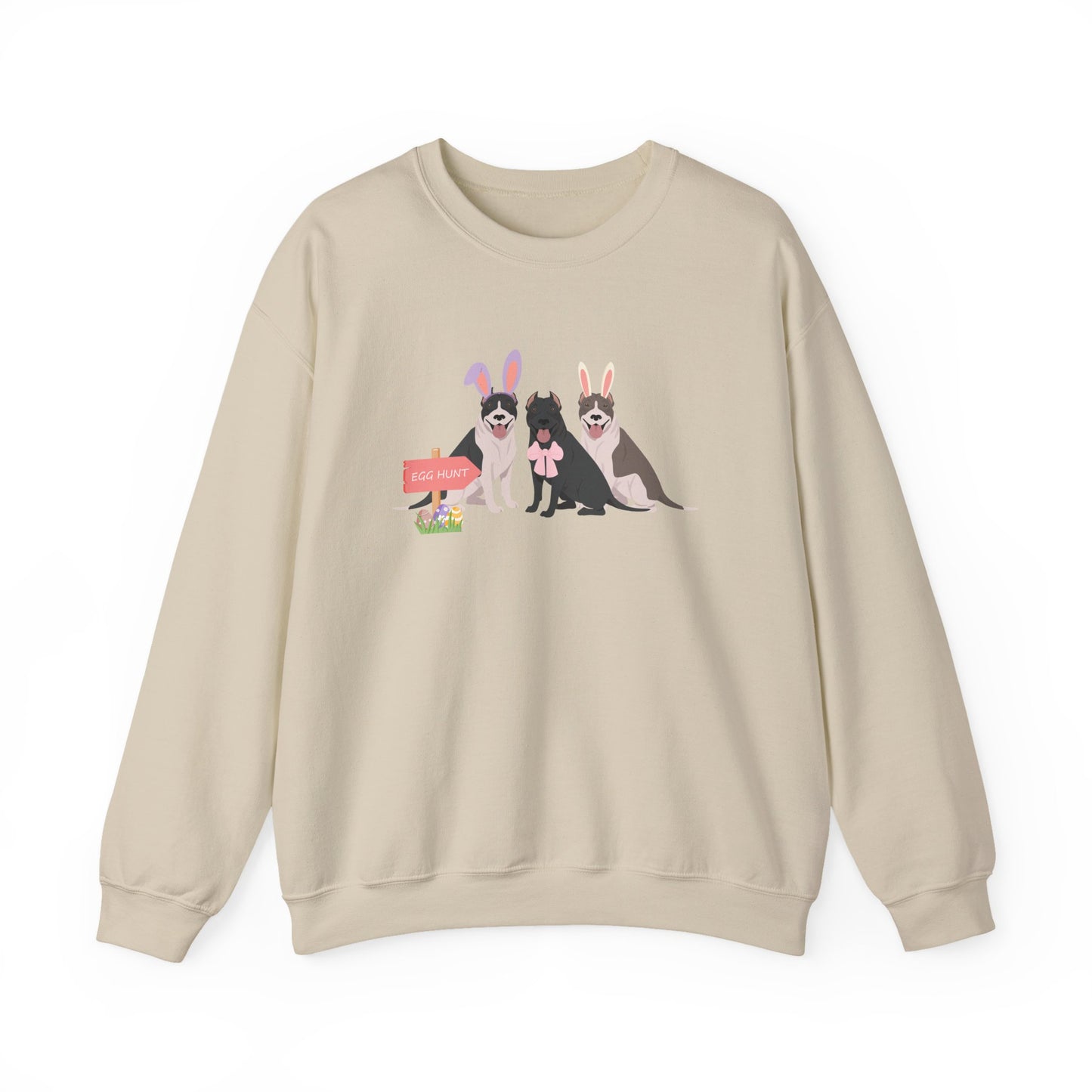 Pit Bull Dog Easter Unisex Heavy Blend Crewneck Sweatshirt, easter, Cute Dog Mom Gift