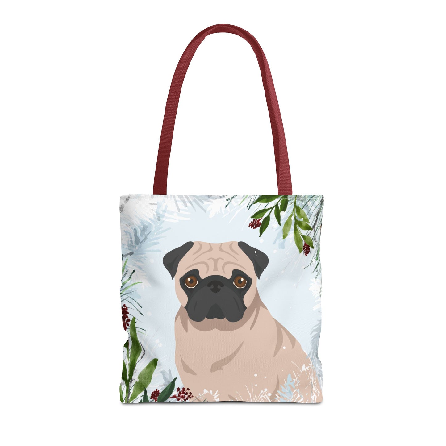 Pug Dog Christmas Holiday Tote Bag 16x16