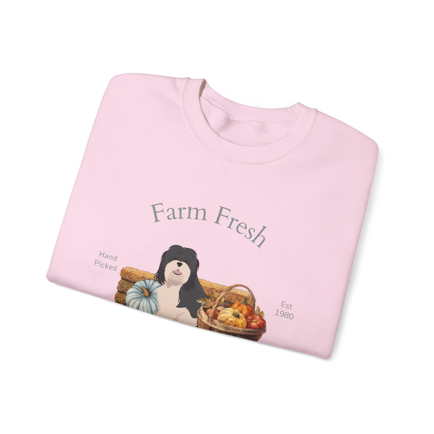Lhasa Apso Dog Fall Farm Fresh Unisex Heavy Blend Crewneck Sweatshirt
