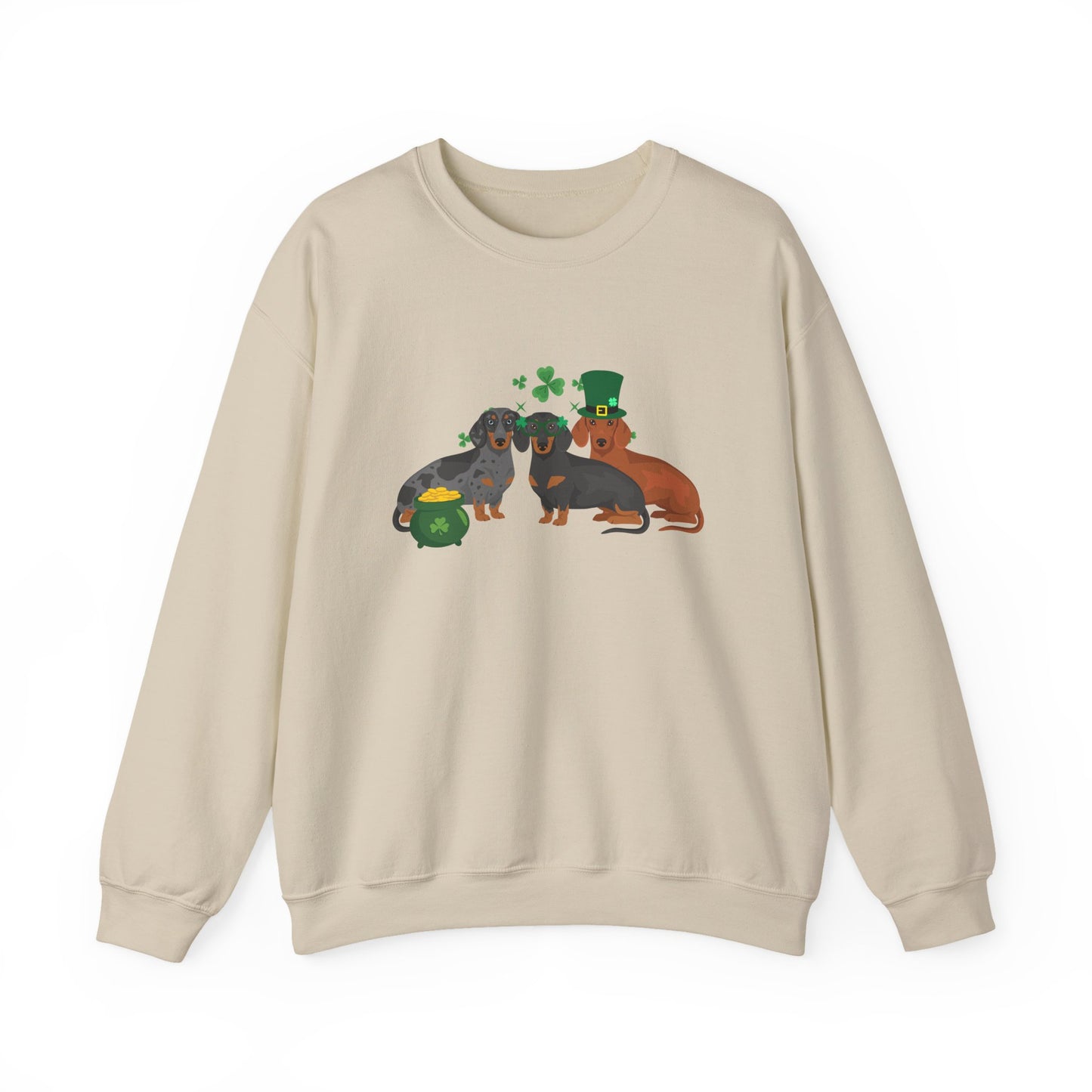 Dachshund Dog St Patricks Day Unisex Heavy Blend Crewneck Sweatshirt, St Pattys day, Cute Dog Mom Gift