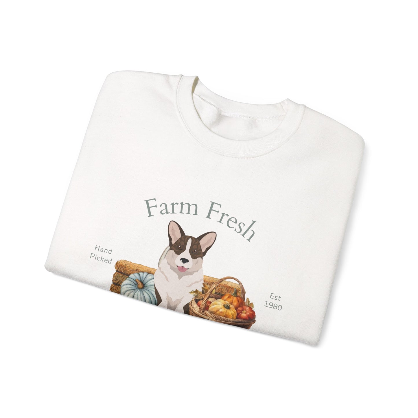 Cardigan Welsh Corgi Dog Fall Farm Fresh Unisex Heavy Blend Crewneck Sweatshirt