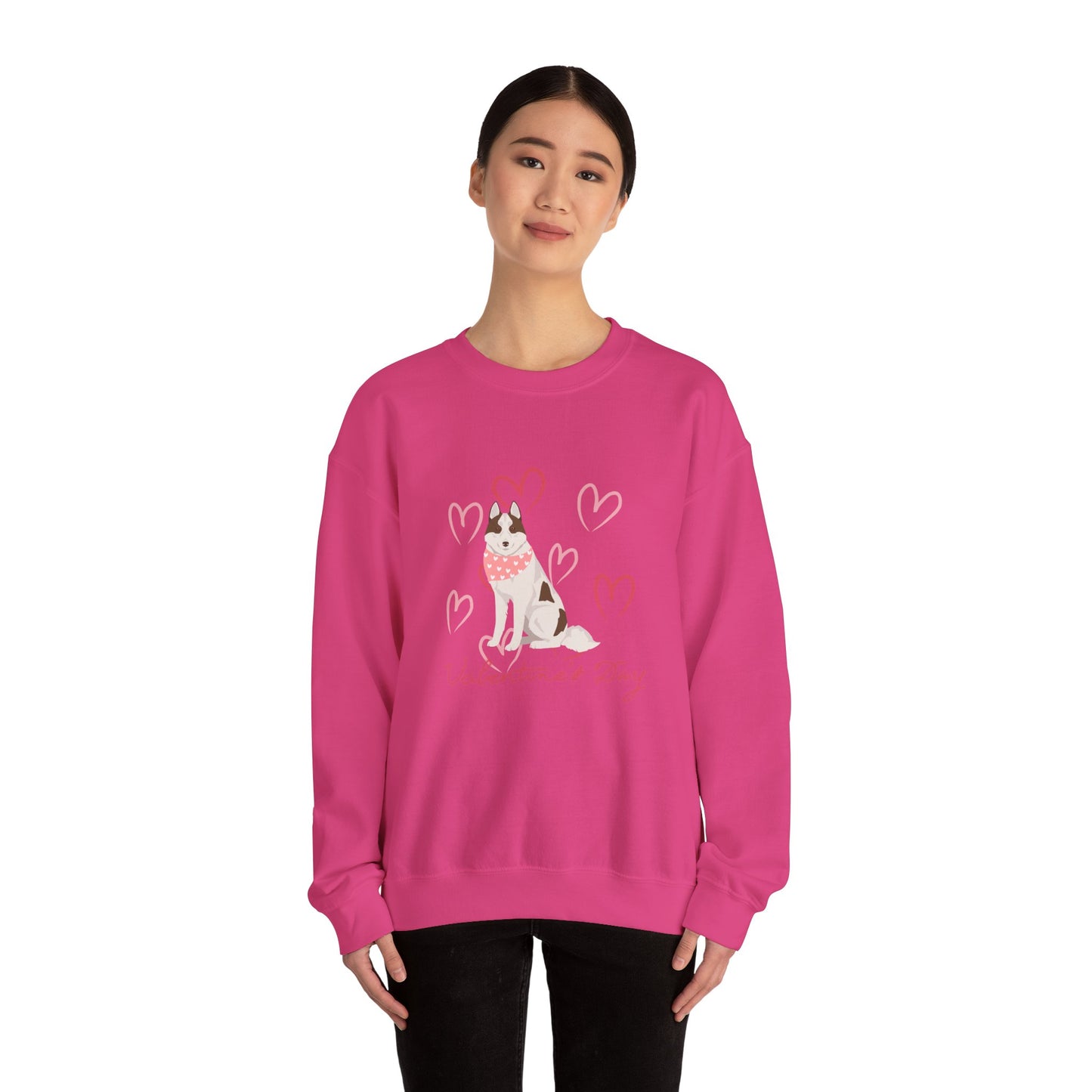 Siberian Husky Dog Valentines Day Unisex Heavy Blend Crewneck Sweatshirt
