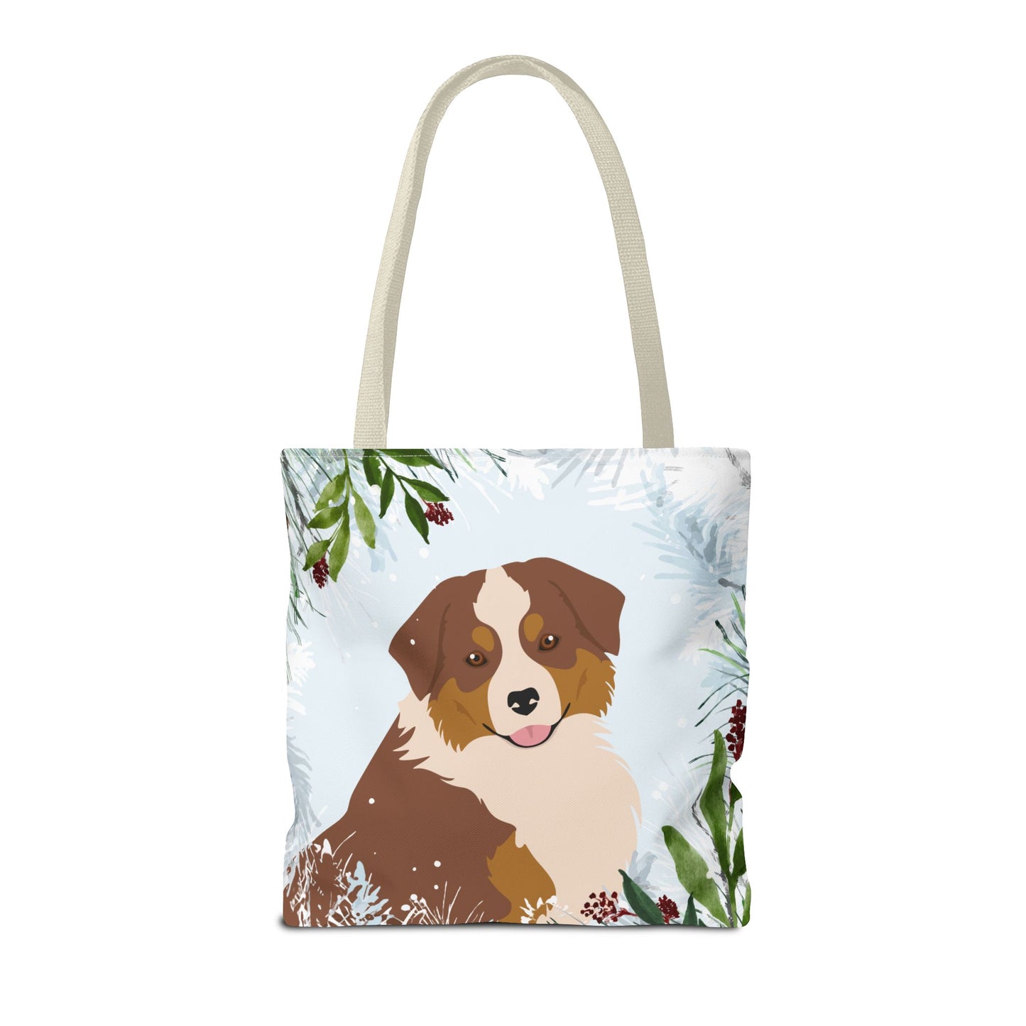 Miniature American Shepherd Dog Christmas Holiday Tote Bag 16x16