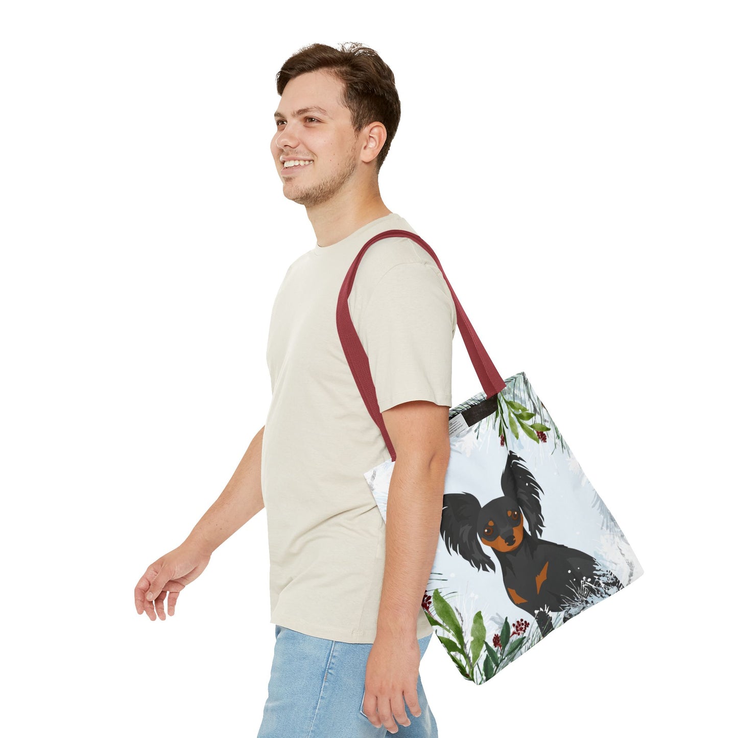 Russian Toy Terrier Dog Christmas Holiday Tote Bag 16x16