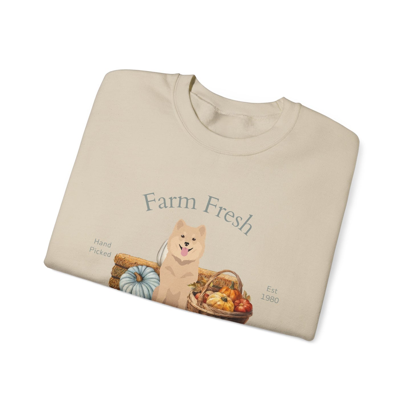 Finnish Lapphund Dog Fall Farm Fresh Unisex Heavy Blend Crewneck Sweatshirt