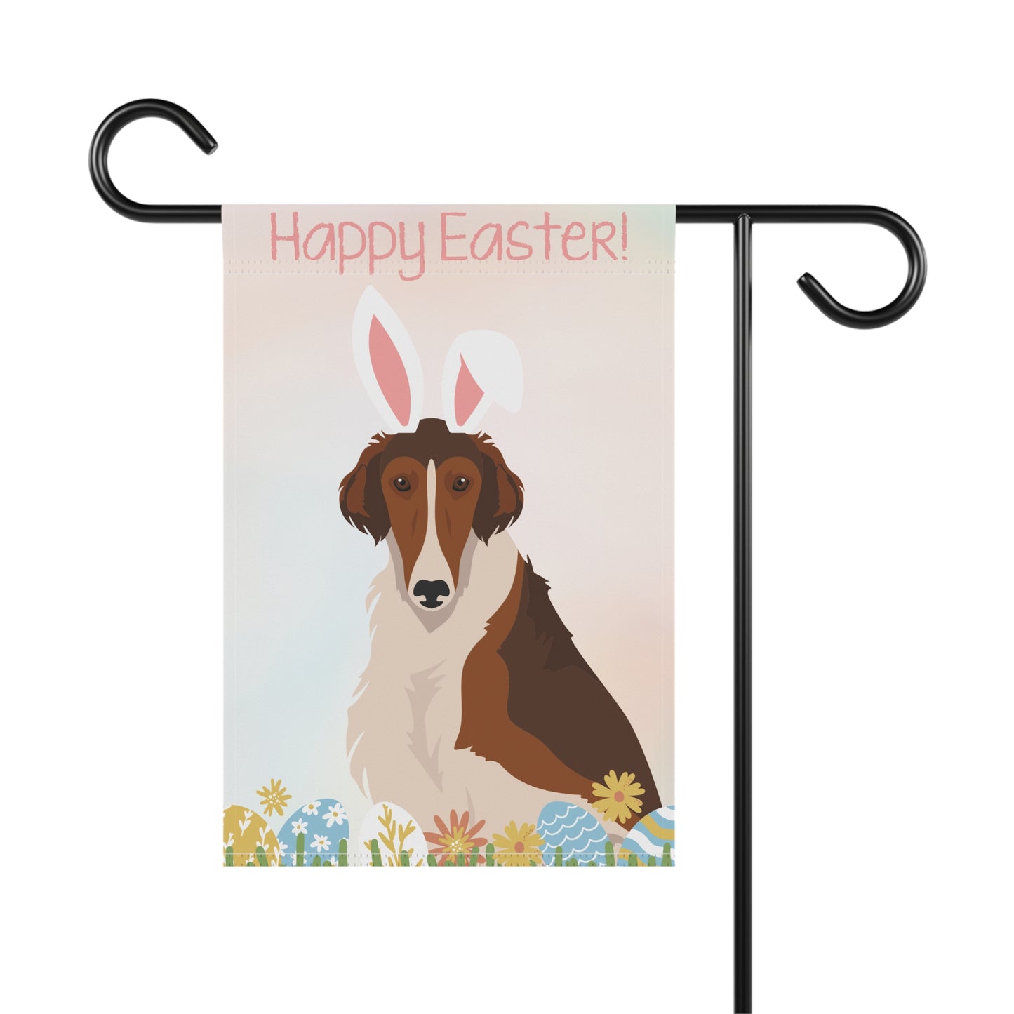 Borzoi Dog Happy Easter Garden Flag
