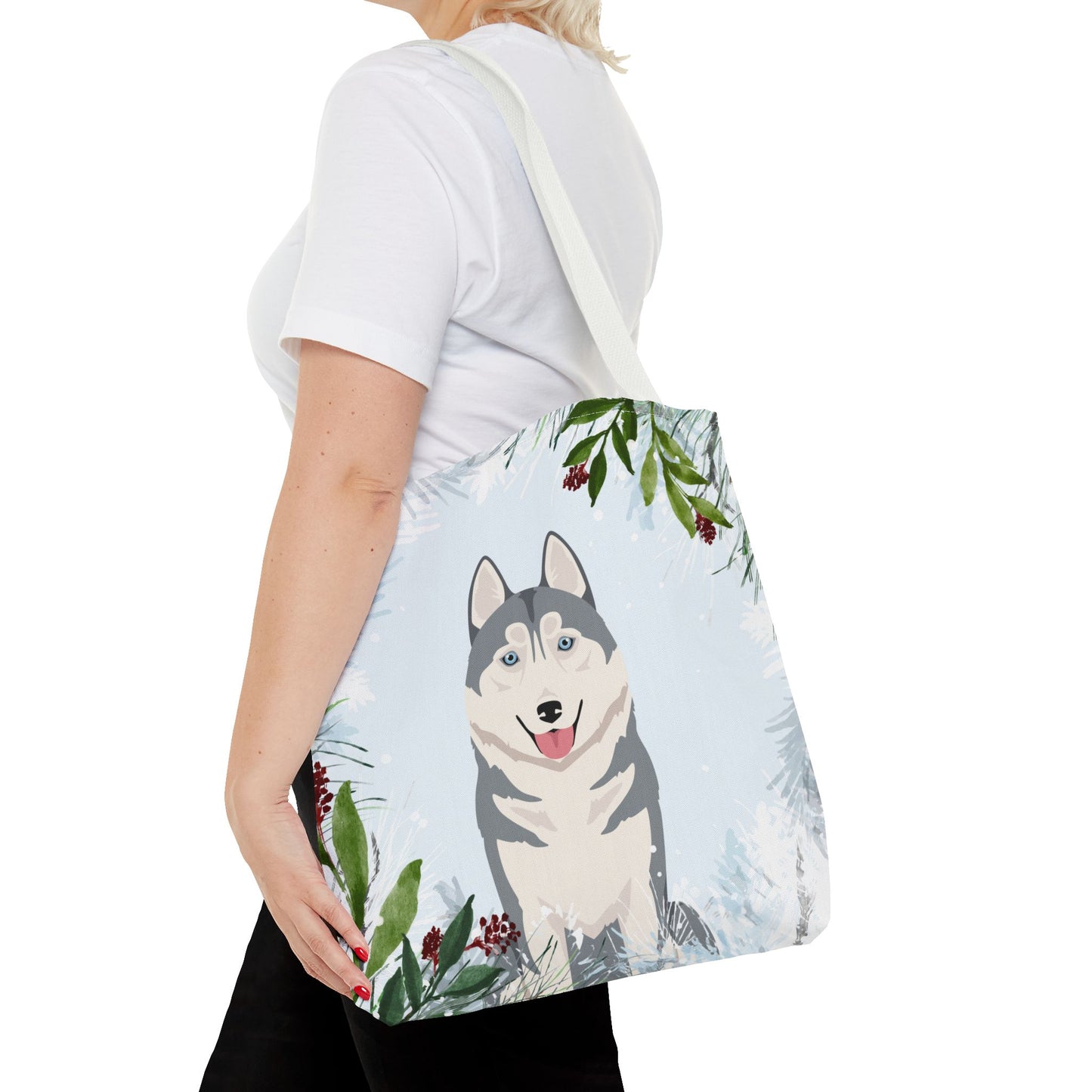 Siberian Husky Dog Christmas Holiday Tote Bag 16x16