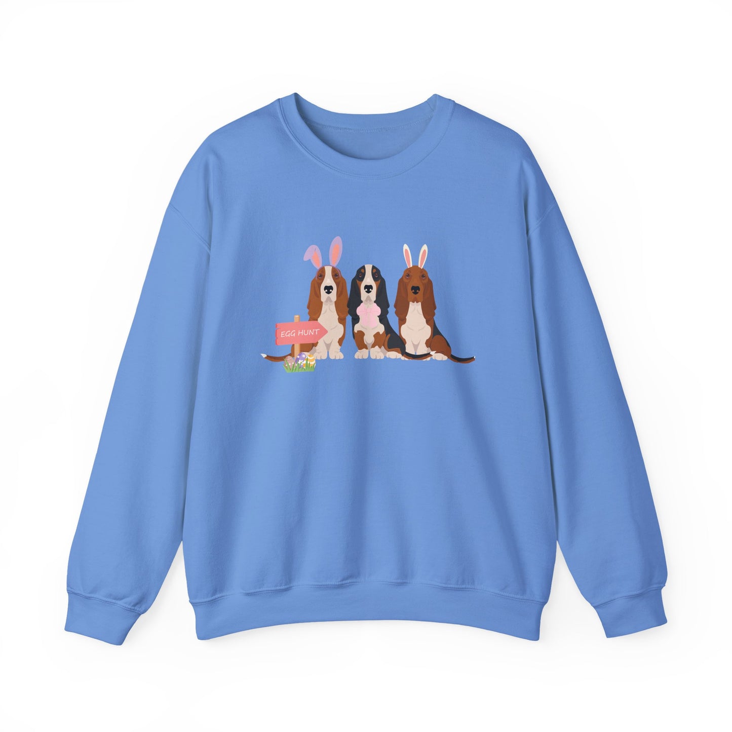 Basset Hound Dog Easter Unisex Heavy Blend Crewneck Sweatshirt, Easter, Cute Dog Mom Gift