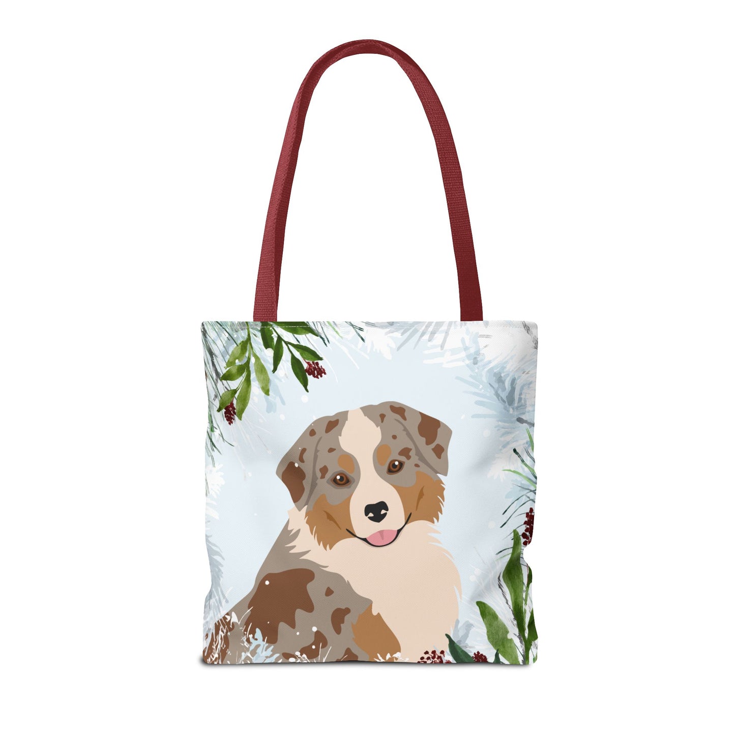 Miniature American Shepherd Dog Christmas Holiday Tote Bag 16x16