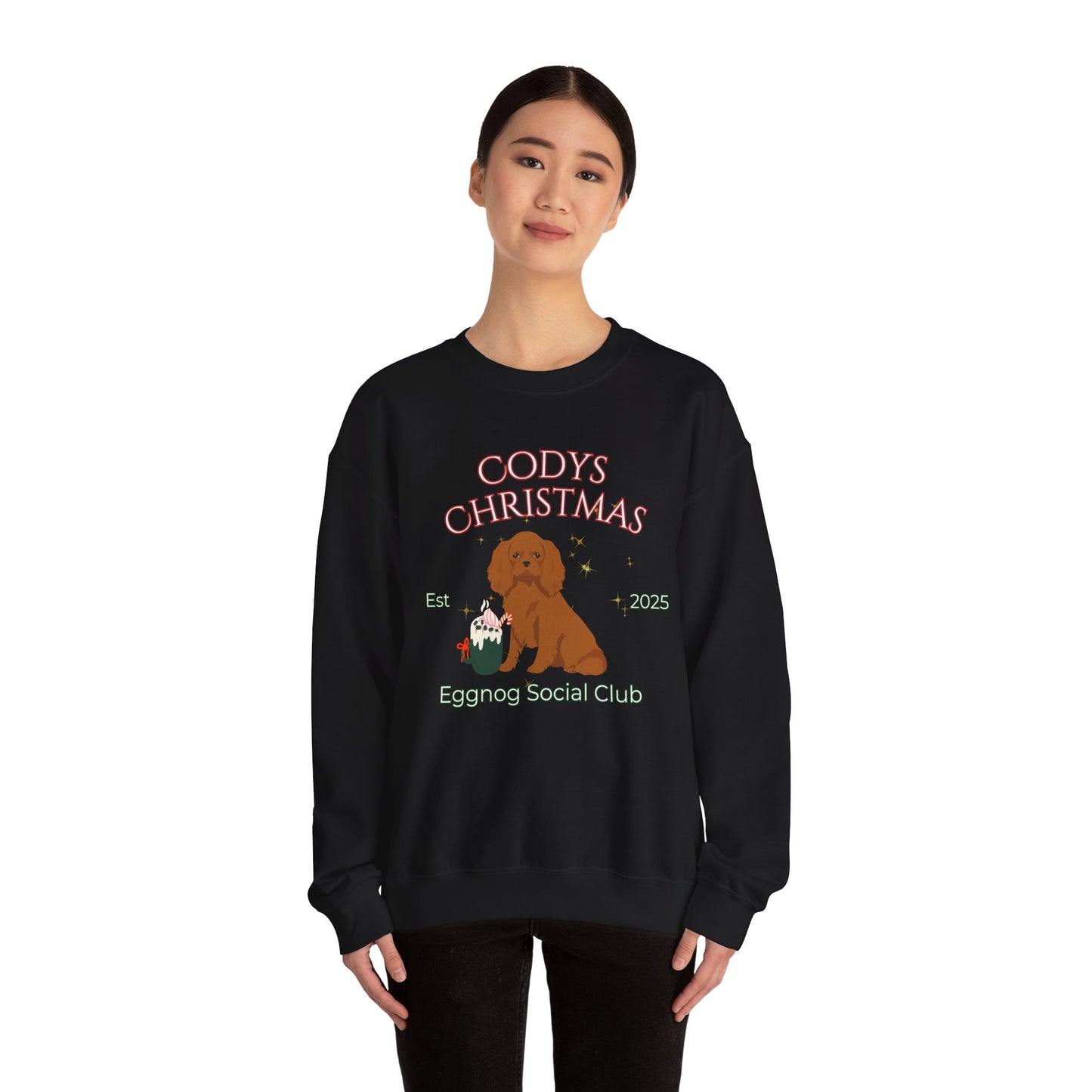 Cavalier King Charles Spaniel Dog Christmas Social Club Unisex Heavy Blend Crewneck Sweatshirt Custom Name