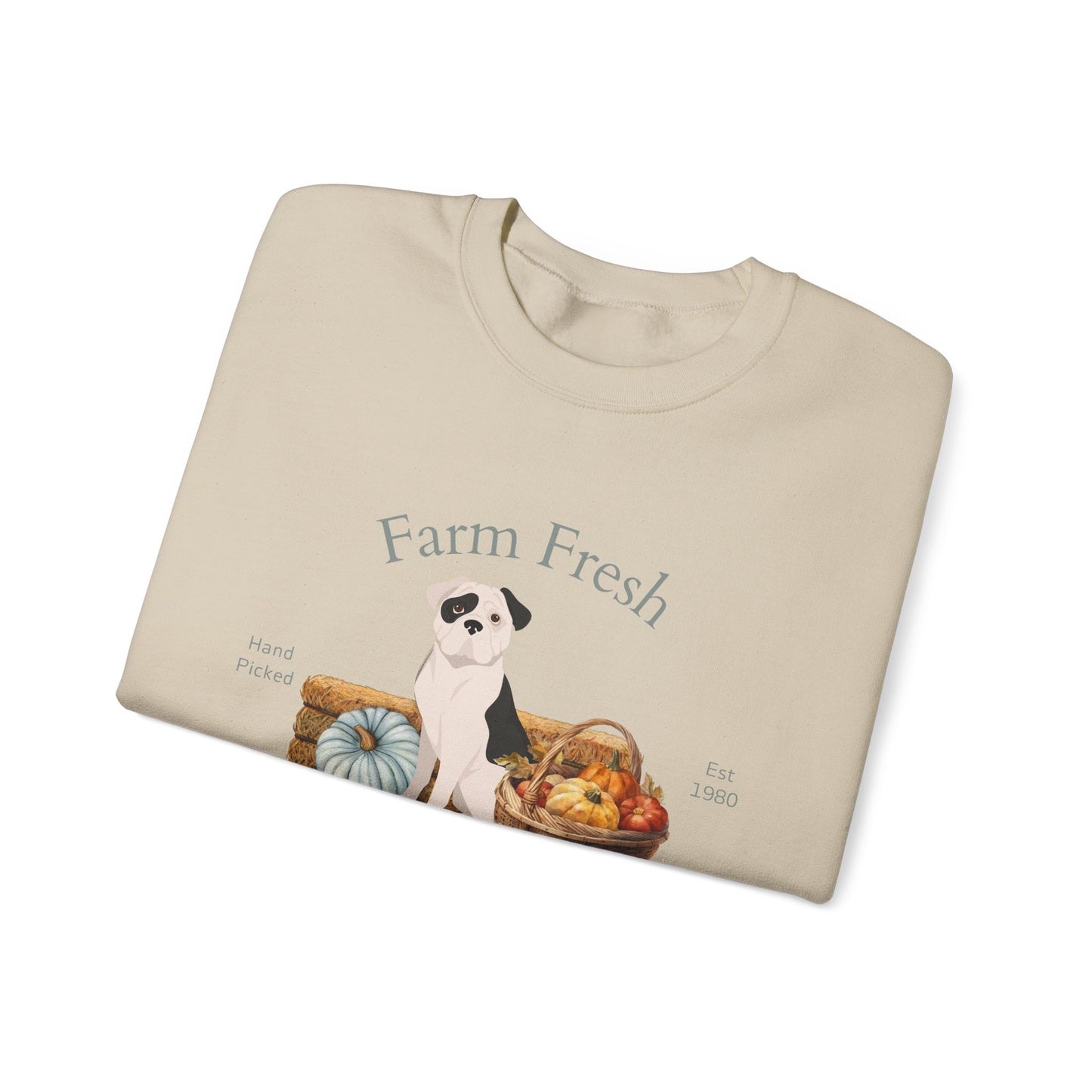 American Bulldog Dog Fall Farm Fresh Unisex Heavy Blend Crewneck Sweatshirt
