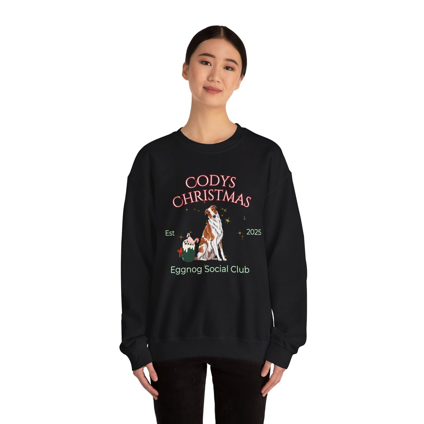 Borzoi Dog Christmas Social Club Unisex Heavy Blend Crewneck Sweatshirt Custom Name