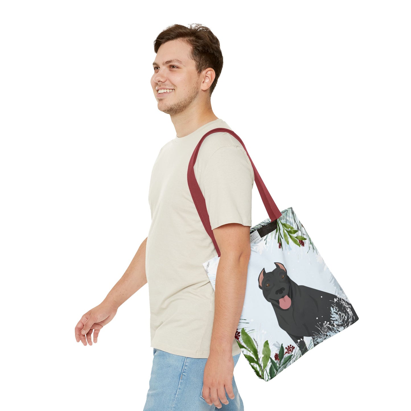 Pit Bull Dog Christmas Holiday Tote Bag 16x16