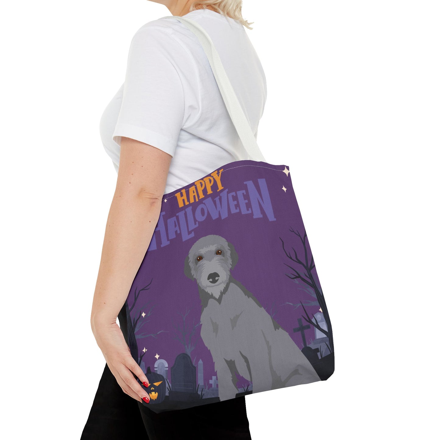 Scottish Deerhound Dog Happy Halloween Tote Bag 16x16