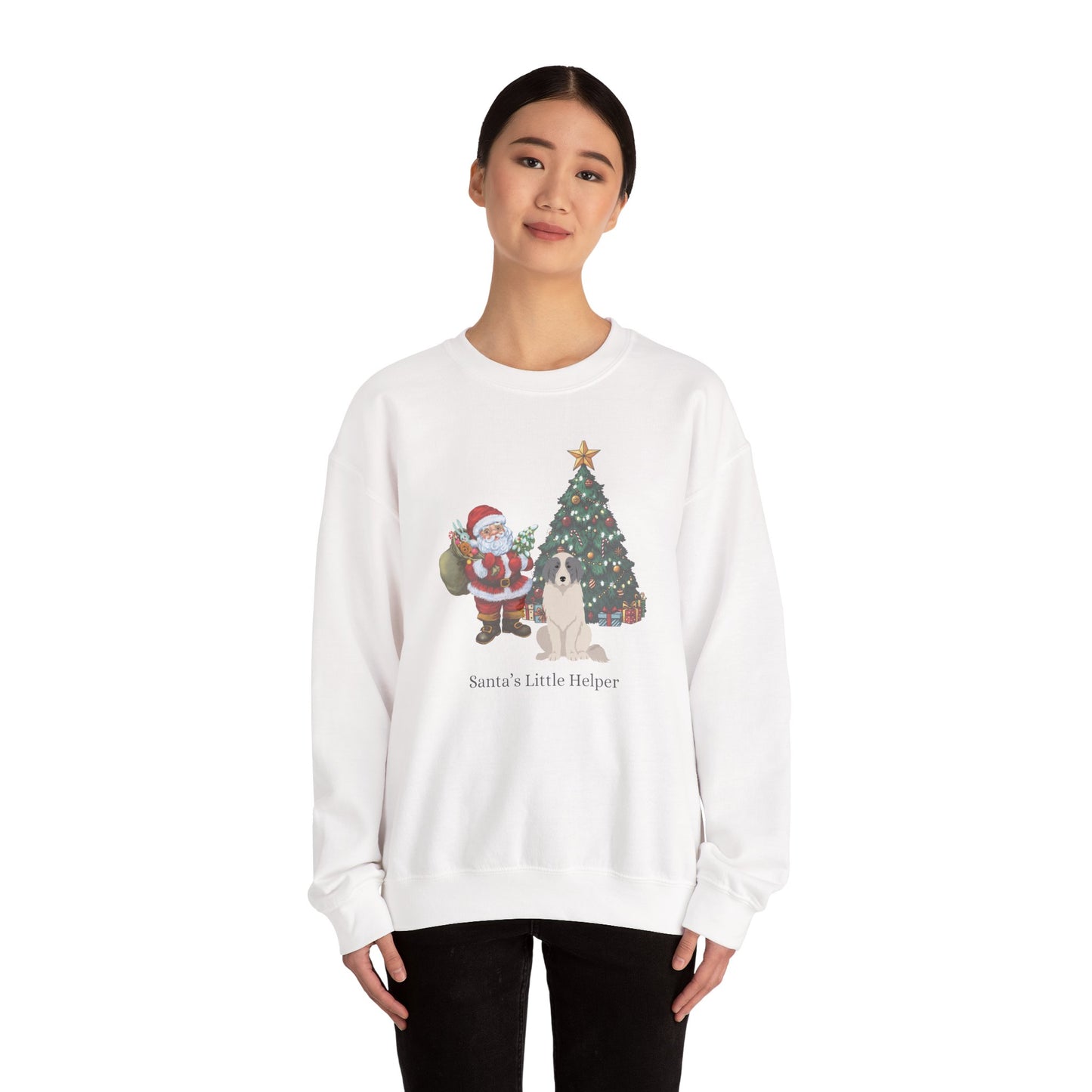 Great Pyrenees Dog Santa's Little Helper Unisex Heavy Blend Crewneck Sweatshirt