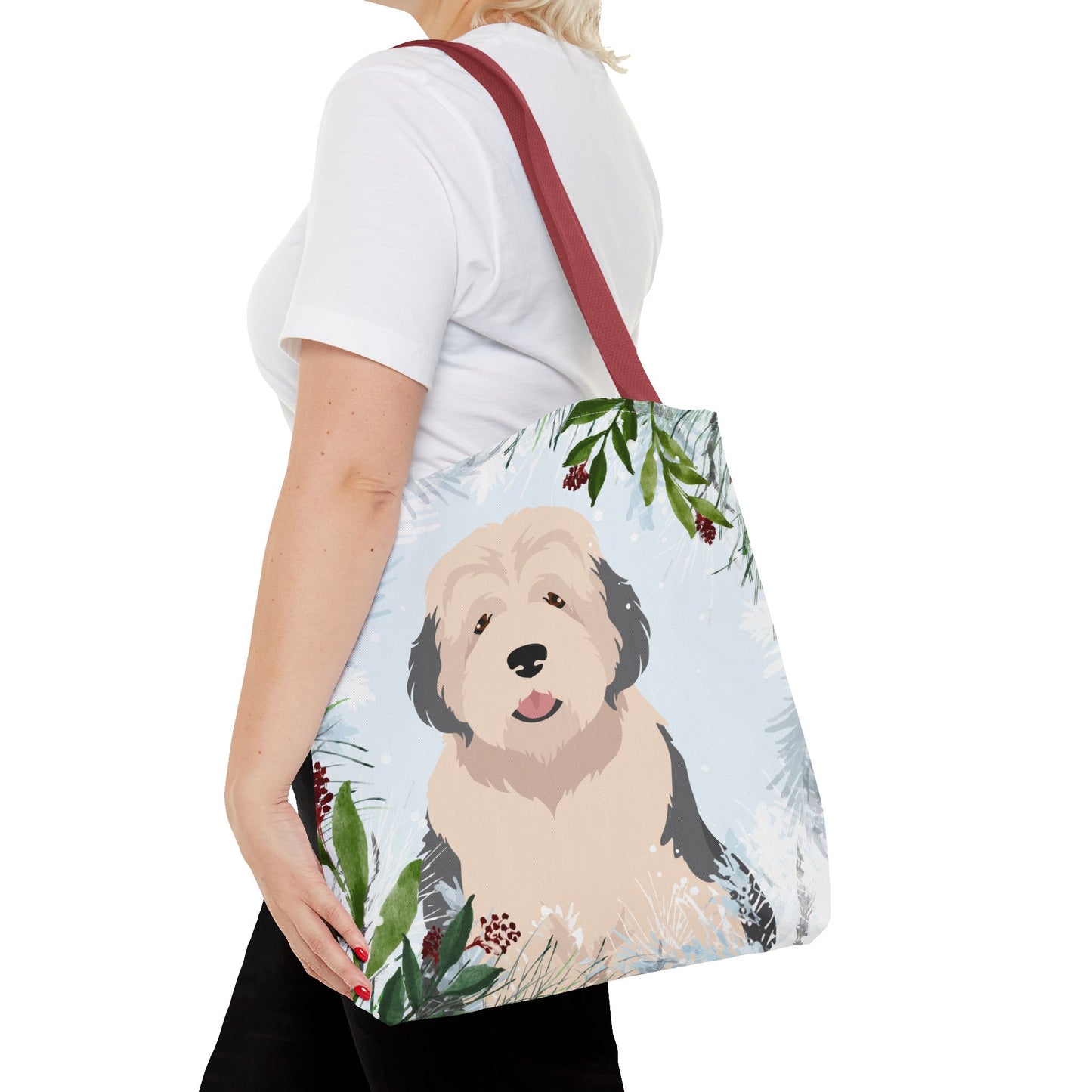 Old English Sheepdog Dog Christmas Holiday Tote Bag 16x16