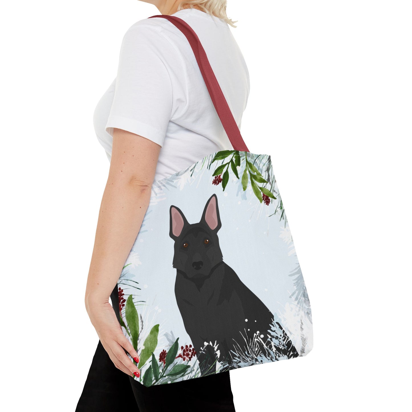 German Shepherd Dog Christmas Holiday Tote Bag 16x16
