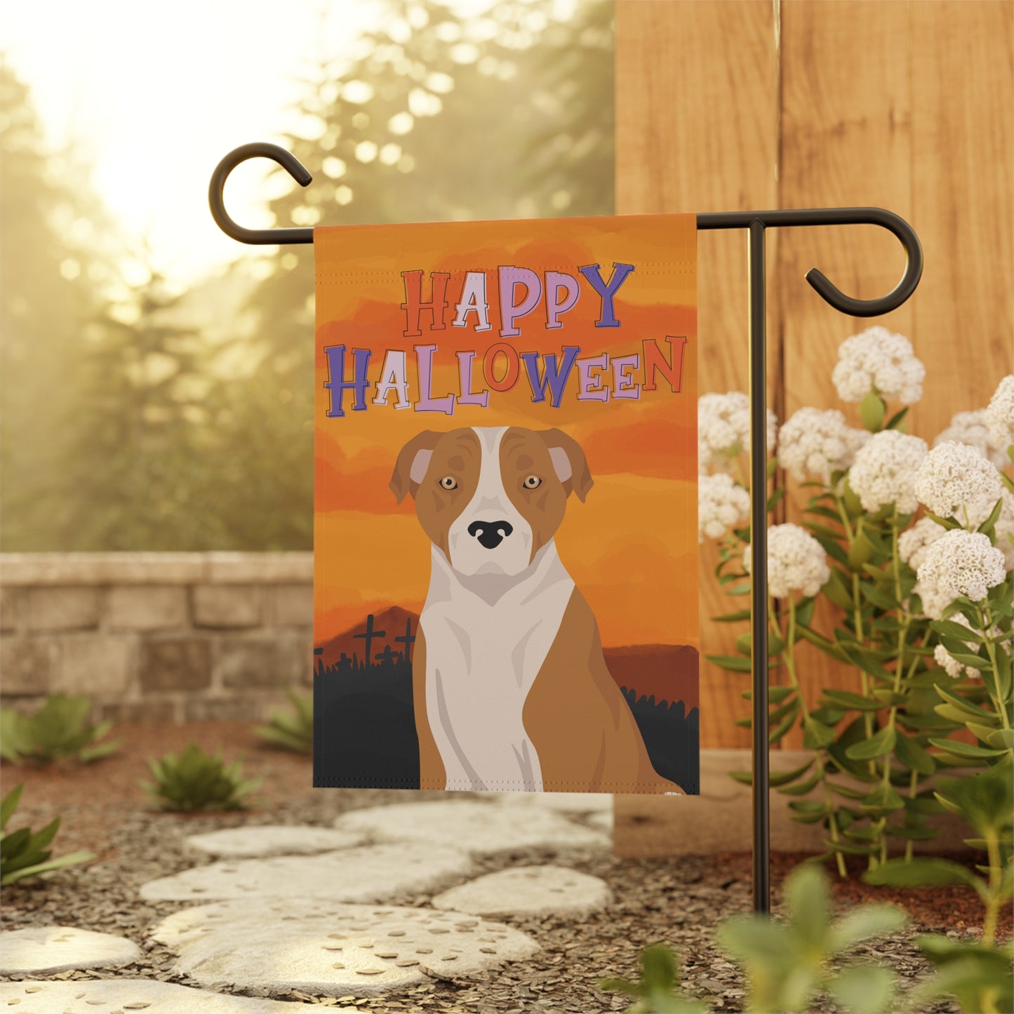 American Staffordshire Terrier Dog Halloween Garden Flag