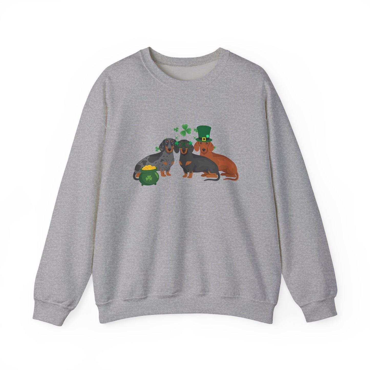 Dachshund Dog St Patricks Day Unisex Heavy Blend Crewneck Sweatshirt, St Pattys day, Cute Dog Mom Gift