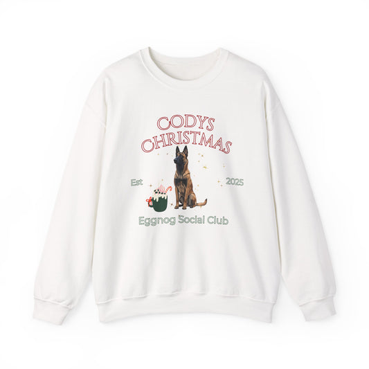 Belgian Malinois Dog Christmas Social Club Unisex Heavy Blend Crewneck Sweatshirt Custom Name