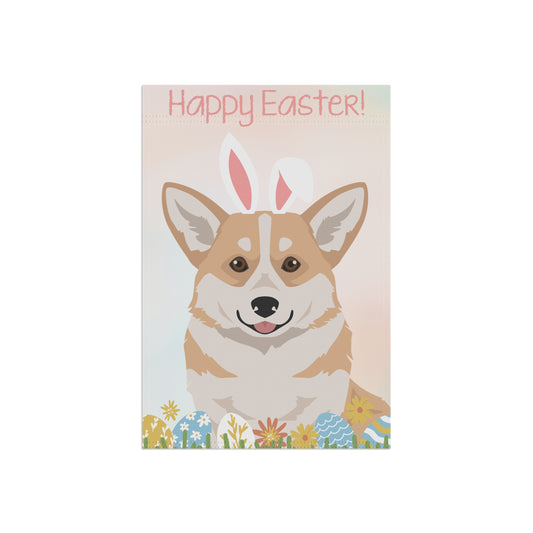 Pembroke Welsh Corgi Dog Happy Easter Garden Flag