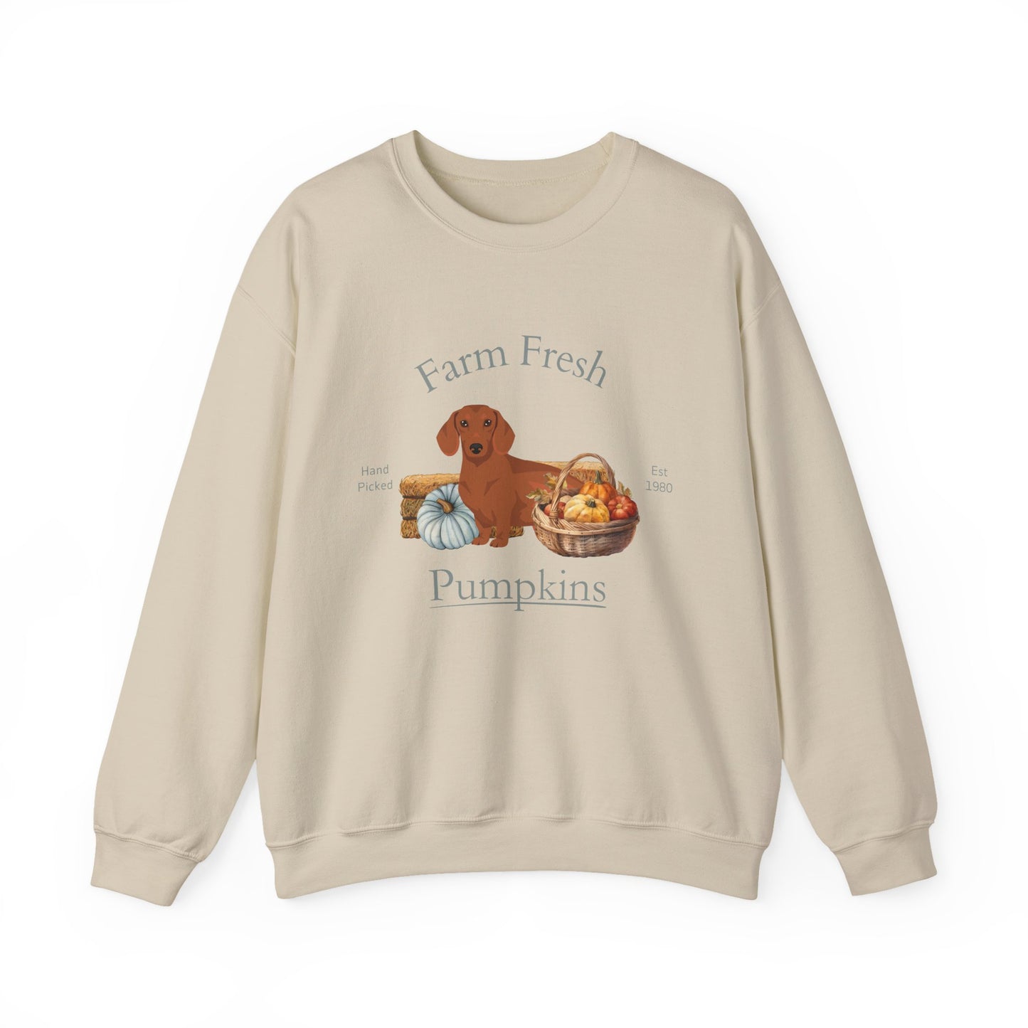 Dachshund Dog Fall Farm Fresh Unisex Heavy Blend Crewneck Sweatshirt
