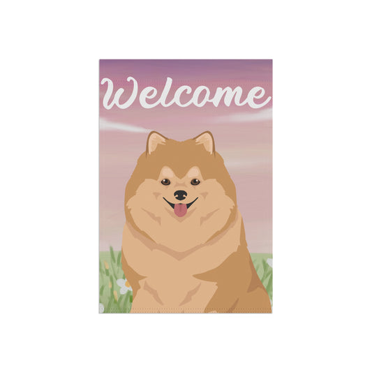 Pomeranian Dog Welcome Garden Flag