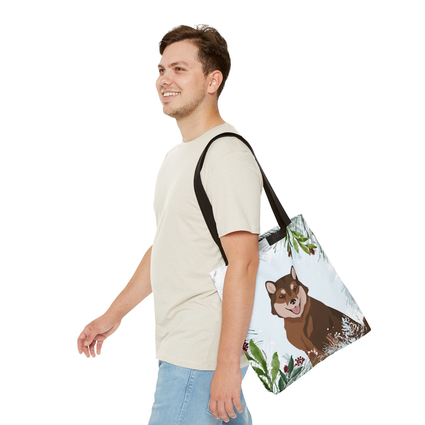 Hokkaido Dog Christmas Holiday Tote Bag 16x16