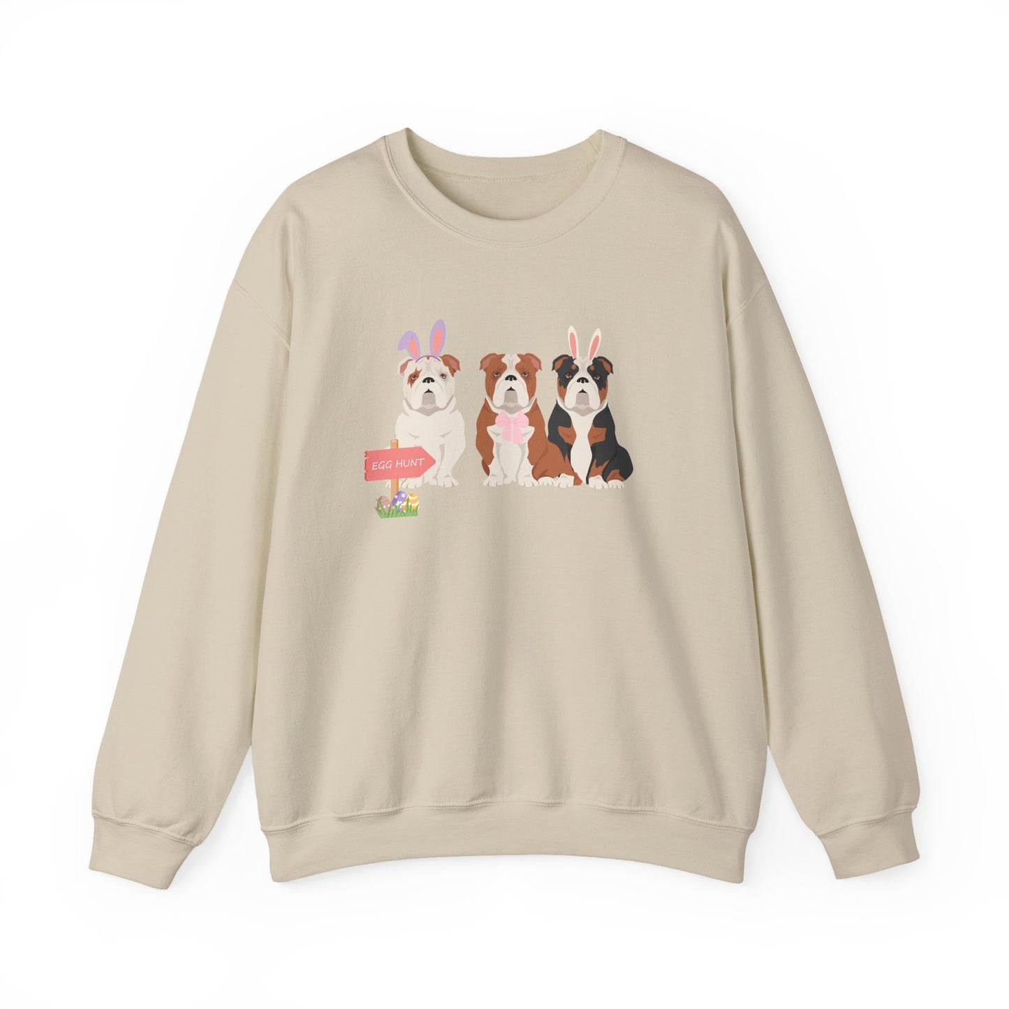 Bulldog Dog Easter Unisex Heavy Blend Crewneck Sweatshirt, Easter, Cute Dog Mom Gift