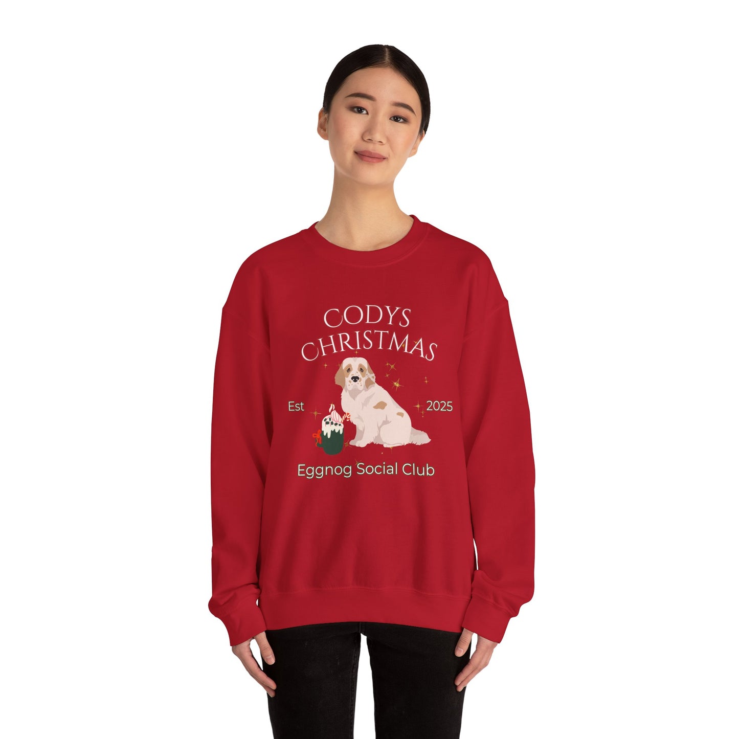 Clumber Spaniel Dog Christmas Social Club Unisex Heavy Blend Crewneck Sweatshirt Custom Name