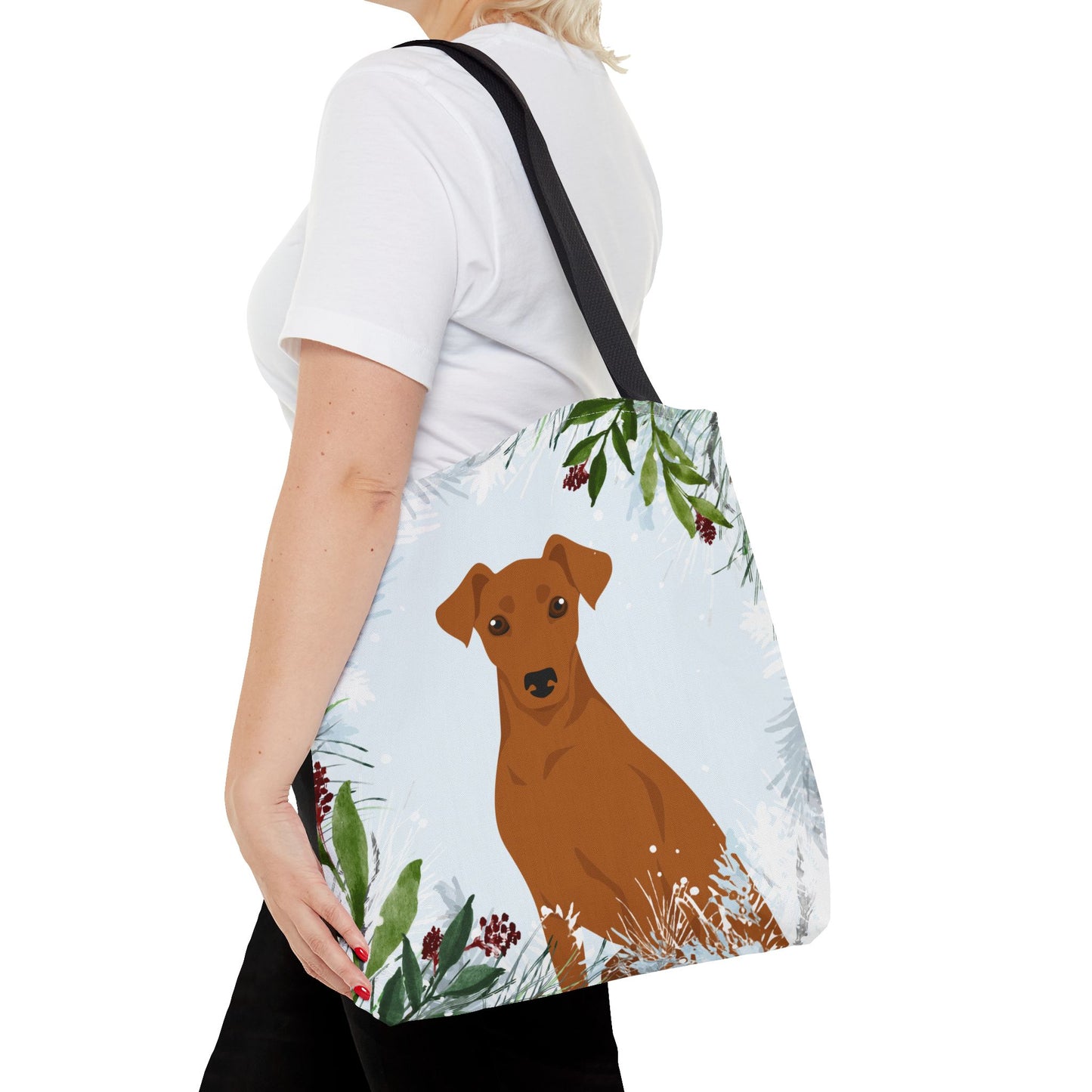 German Pinscher Dog Christmas Holiday Tote Bag 16x16