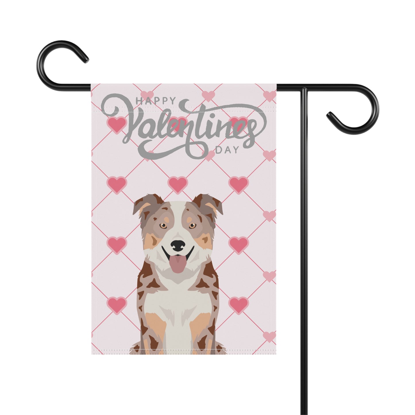 Border Collie Dog Valentines Day Garden Flag