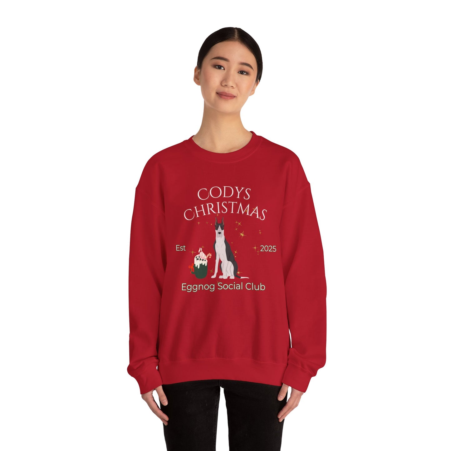 Great Dane Dog Christmas Social Club Unisex Heavy Blend Crewneck Sweatshirt Custom Name